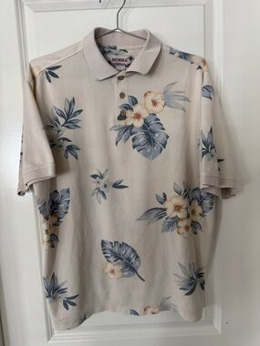 Summa Beige Floral Polo Shirt for Men